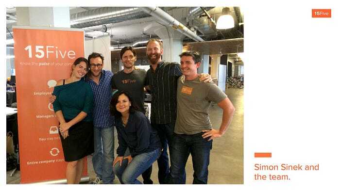 Thought leader Simon Sinek with the 15Five team